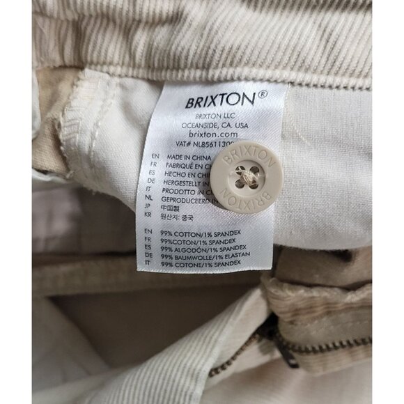 Brixton Womens Two-Tone Cream/Khaki Tan Victory Corduroy Pants Size 26 - Picture 11 of 11